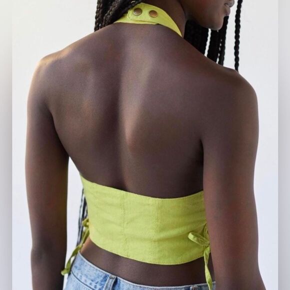 NWT UO Green Halter Vest W/Zipper Sz Lg - Picture 6 of 7